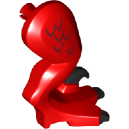 Деталь LEGO 98072pb10 Dinosaur Leg Large (Rear) Raptor Right with Pin with Black Claws and Dark Red Scales Pattern