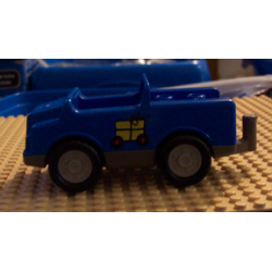 Duplo Car with 2 x 2 Studs and Dark Gray Base with Yellow Package on Wheels Pattern Duplo Car with 2 x 2 Studs and Dark Gray Base with Yellow Package on Wheels Pattern