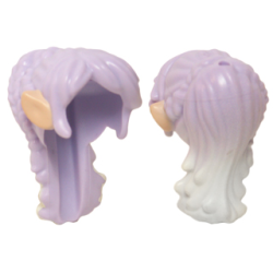 Mini Doll, Hair Long Tapered in Back with Braids, White Tips, Bangs and Light Nougat Elves Ears Pattern