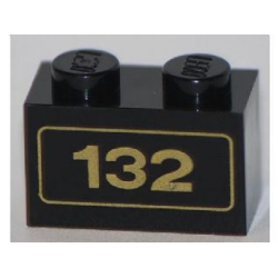 Brick 1 x 2 with Gold '132' Pattern Brick 1 x 2 with Gold '132' Pattern