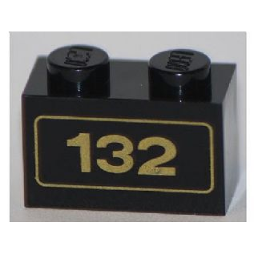 Деталь LEGO 3004pb121 Brick 1 x 2 with Gold '132' Pattern