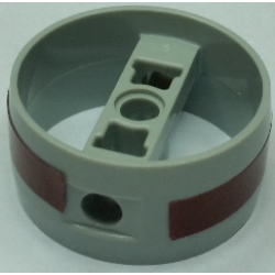 Cylinder 4 x 4 x 1 2/3 with Pin Holes and Center Bar with Dark Red Stripe Pattern on Both Sides (Stickers) - Set 8091 Cylinder 4 x 4 x 1 2/3 with Pin Holes and Center Bar with Dark Red Stripe Pattern on Both Sides (Stickers) - Set 8091