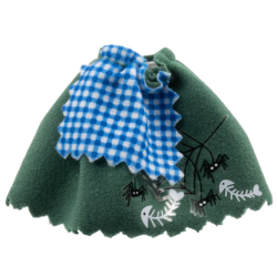 Belville, Clothes Skirt Long, Spiders, Web and Fishbones Pattern with Blue and White Check Apron