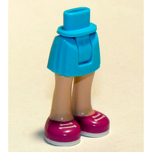 Деталь LEGO 92252c00pb020 Mini Doll Hips and Skirt, Light Nougat Legs and Magenta Shoes with White Laces and Soles Pattern - Thick Hinge