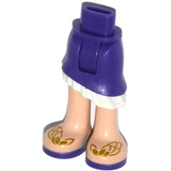 Mini Doll Hips and Asymmetric Layered Skirt, White Ruffle, Light Nougat Legs and Gold Feather Sandals Pattern - Thick Hinge Mini Doll Hips and Asymmetric Layered Skirt, White Ruffle, Light Nougat Legs and Gold Feather Sandals Pattern - Thick Hinge