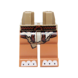Hips and Medium Nougat Legs with Loincloth, Brown Rope Belt and White Paws Pattern Hips and Medium Nougat Legs with Loincloth, Brown Rope Belt and White Paws Pattern