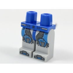 Hips and Light Bluish Gray Legs with Dark Azure Armor, Hexagonal Knee Pads and Dark Bluish Gray Boots Pattern