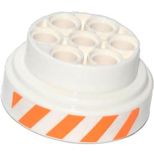 Деталь LEGO 60208pb02 Wheel 31mm D. x 15mm Technic with Orange and White Danger Stripes Pattern (Sticker) - Set 70707