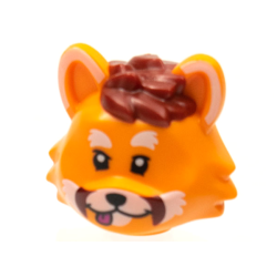 Minifigure, Head, Modified Cat with Dark Red Hair and Whiskers, White Markings on Ears and Muzzle and Red Tongue Pattern Minifigure, Head, Modified Cat with Dark Red Hair and Whiskers, White Markings on Ears and Muzzle and Red Tongue Pattern