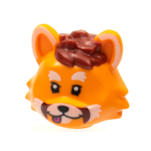 Деталь LEGO 73235pb02 Minifigure, Head, Modified Cat with Dark Red Hair and Whiskers, White Markings on Ears and Muzzle and Red Tongue Pattern