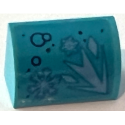 Slope, Curved 1 x 2 with Bottom Stud Holder with Dark Blue Circles and Metallic Light Blue Snowflakes Pattern Model Left Side (Sticker) - Set 41168 Slope, Curved 1 x 2 with Bottom Stud Holder with Dark Blue Circles and Metallic Light Blue Snowflakes Pattern Model Left Side (Sticker) - Set 41168