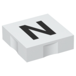 Duplo, Tile 2 x 2 with Black Capital Letter N Pattern