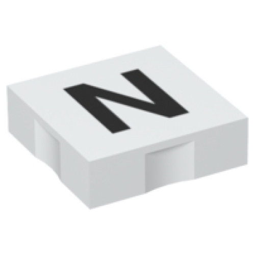 Деталь LEGO 6309pb032 Duplo, Tile 2 x 2 with Black Capital Letter N Pattern