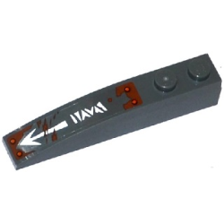 Slope, Curved 6 x 1 with 2 Studs with Rivets, Rust, White Arrow and Alien Characters Pattern (Sticker) - Set 70143 Slope, Curved 6 x 1 with 2 Studs with Rivets, Rust, White Arrow and Alien Characters Pattern (Sticker) - Set 70143