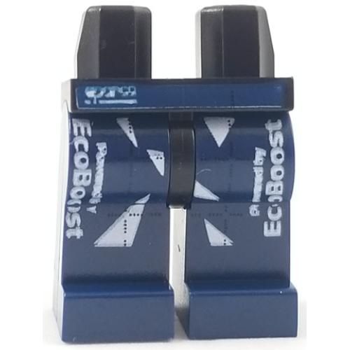 Деталь LEGO 970c63pb13 Hips and Dark Blue Legs with 'sparco' Logo and 'Powered by EcoBoost' with White Triangles Pattern