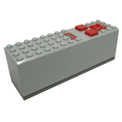 Electric 9V Battery Box 4 x 14 x 4 with Red Buttons and Contact Plate with Dark Gray Base (2846 / 2847c00) - Light Gray