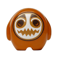 Minifigure, Utensil Pillow Plush Toy with Kakamora with Dark Brown Eyes, Dark Tan and White Mask and Pointed Teeth Pattern