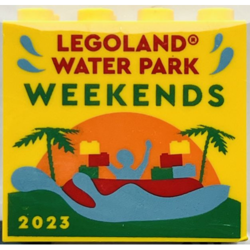 Деталь LEGO 30144pb486 Brick 2 x 4 x 3 with LEGOLAND Water Park Weekends 2023 Pattern