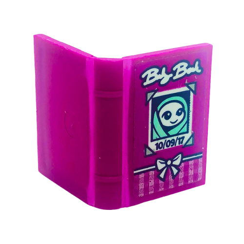 Деталь LEGO 33009pb055 Minifigure, Utensil Book 2 x 3 with 'Baby Book' and Baby Photo with Date 10/09/17 Pattern (Sticker) - Set 41318