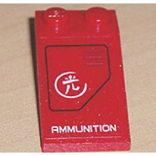 Деталь LEGO 30363pb011R Slope 18 4 x 2 with 'AMMUNITION' Pattern (Sticker) - Set 7701