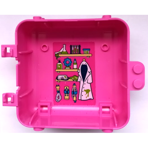 Деталь LEGO 64454pb07 Container, Box 3 x 8 x 6 2/3 Half Back with White Lab Coat, Cables, Shelves with Slime, Safety Goggles, Test Tubes and Erlenmeyer Flasks Pattern (Sticker) - Set 41402