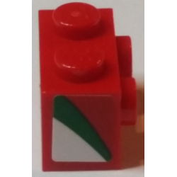 Brick, Modified 1 x 2 with Studs on 1 Side with Red, Green, and White Pattern Model Right Side (Sticker) - Set 75908