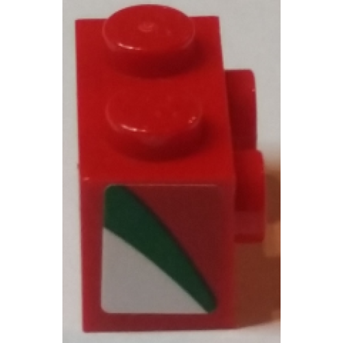 Деталь LEGO 11211pb01R Brick, Modified 1 x 2 with Studs on 1 Side with Red, Green, and White Pattern Model Right Side (Sticker) - Set 75908