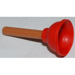 Minifigure, Utensil Plunger with Molded Flexible Rubber Red Cup Pattern - Medium Nougat