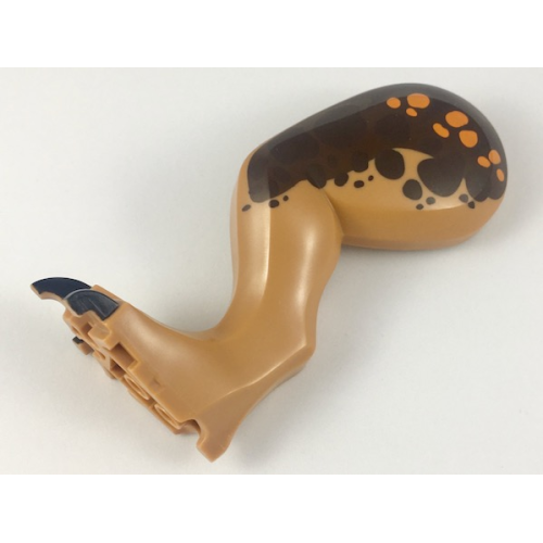 Деталь LEGO 98061c01pb06 Dinosaur Leg Large (Rear) Tyrannosaurus rex Left with Black Pin with Black Claws and Dark Brown and Orange Spots over Reddish Brown Pattern