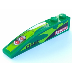 Slope, Curved 6 x 1 with 2 Studs with Two Red Lights and 'KYOTO' Pattern Model Right Side (Stickers) - Set 8863 Slope, Curved 6 x 1 with 2 Studs with Two Red Lights and 'KYOTO' Pattern Model Right Side (Stickers) - Set 8863