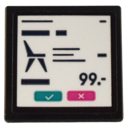 Road Sign 2 x 2 Square with Open O Clip with Checkout Screen Display, Chair, '99.-' and Check and X Buttons Pattern (Sticker) - Set 41732 Road Sign 2 x 2 Square with Open O Clip with Checkout Screen Display, Chair, '99.-' and Check and X Buttons Pattern (Sticker) - Set 41732