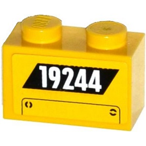 Деталь LEGO 3004pb129 Brick 1 x 2 with '19244' and Hatch Pattern (Sticker) - Set 60076