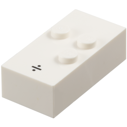 Деталь LEGO 65550pb02 Brick, Braille 2 x 4 with 3 Studs with Black Division Sign (÷) Pattern (dots-256 ⠲) (Spanish)