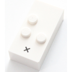 Brick, Braille 2 x 4 with 3 Studs with Black Multiplication Sign (×) Pattern (dots-236 ⠦) Brick, Braille 2 x 4 with 3 Studs with Black Multiplication Sign (×) Pattern (dots-236 ⠦)