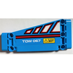 Technic, Panel Plate 5 x 11 x 1 Tapered with White Polygons Outlined in Red, Red Line, 'TOW 067' and 'MAX TOW LOAD 30T' Pattern Model Right Side (Sticker) - Set 42070 Technic, Panel Plate 5 x 11 x 1 Tapered with White Polygons Outlined in Red, Red Line, 'TOW 067' and 'MAX TOW LOAD 30T' Pattern Model Right Side (Sticker) - Set 42070