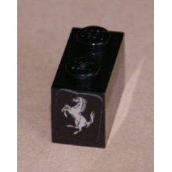 Brick 1 x 2 with Ferrari Logo, Silver Horse Pattern on End (Sticker) - Set 8653 Brick 1 x 2 with Ferrari Logo, Silver Horse Pattern on End (Sticker) - Set 8653