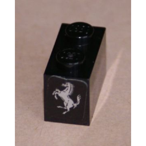 Деталь LEGO 3004pb120 Brick 1 x 2 with Ferrari Logo, Silver Horse Pattern on End (Sticker) - Set 8653