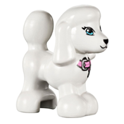 Dog, Friends Style, Poodle with Bright Light Blue Eyes with Eyelashes, Black Nose, Bright Pink Collar with Silver Buckle and Tag Pattern (Lady / Tina) Dog, Friends Style, Poodle with Bright Light Blue Eyes with Eyelashes, Black Nose, Bright Pink Collar with Silver Buckle and Tag Pattern (Lady / Tina)