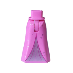 Mini Doll Hips and Skirt Full Length with Silver Inset, Circles and Sparkles and Magenta Lines Pattern - Thin Hinge