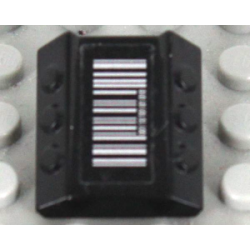 Brick, Modified 2 x 2 No Studs, Sloped with 6 Side Pistons Raised with Silver Barcode Pattern (Sticker) - Set 7713
