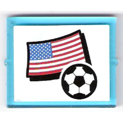 Glass for Window 1 x 4 x 3 with United States of America (USA) Flag and Soccer Ball on White Background Pattern (Sticker) - Set 3411