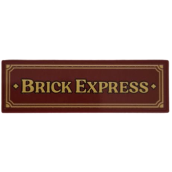 Tile 2 x 6 with Gold Border and 'BRICK EXPRESS' Pattern (Sticker) - Set 910044