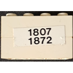 Stickered Assembly 4 x 2 x 2 with Black '1807' and '1872' Pattern (Sticker) - Set 1592 - 2 Brick 2 x 4 Stickered Assembly 4 x 2 x 2 with Black '1807' and '1872' Pattern (Sticker) - Set 1592 - 2 Brick 2 x 4