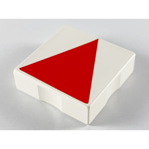 Деталь LEGO 6309p0t Duplo, Tile 2 x 2 with Shape Red Isosceles Triangle Pattern