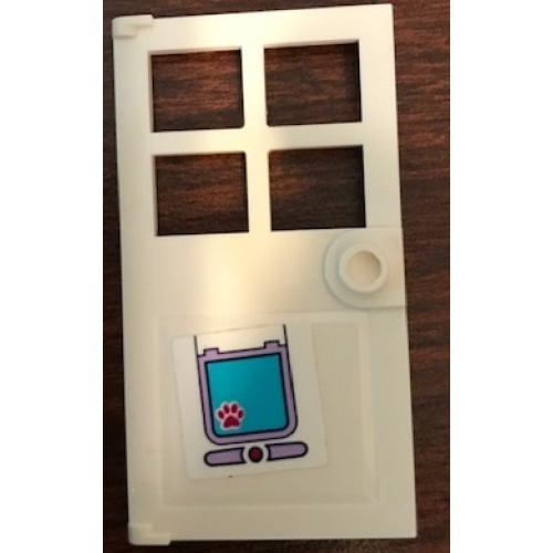 Деталь LEGO 60623pb08 Door 1 x 4 x 6 with 4 Panes and Stud Handle with Paw Print on Pet Door Pattern (Sticker) - Set 41314