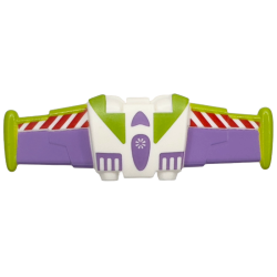 Minifigure Wings Mechanical Extended with Stud Holders with Red and White Danger Stripes, Medium Lavender and Lime Details Pattern