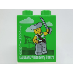 Duplo, Brick 1 x 2 x 2 with LEGOLAND Discovery Centre 2020 Pirate Pattern