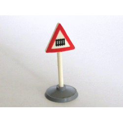 Road Sign with Post, Triangle with Level Crossing Pattern, Type 1 Base