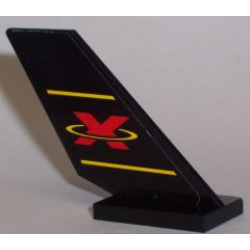 Tail Shuttle with Red Extreme Team Logo and 2 Yellow Lines on Black Background Pattern on Both Sides (Stickers) - Sets 6580 / 6582