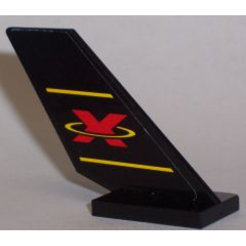 Деталь LEGO 6239pb001 Tail Shuttle with Red Extreme Team Logo and 2 Yellow Lines on Black Background Pattern on Both Sides (Stickers) - Sets 6580 / 6582